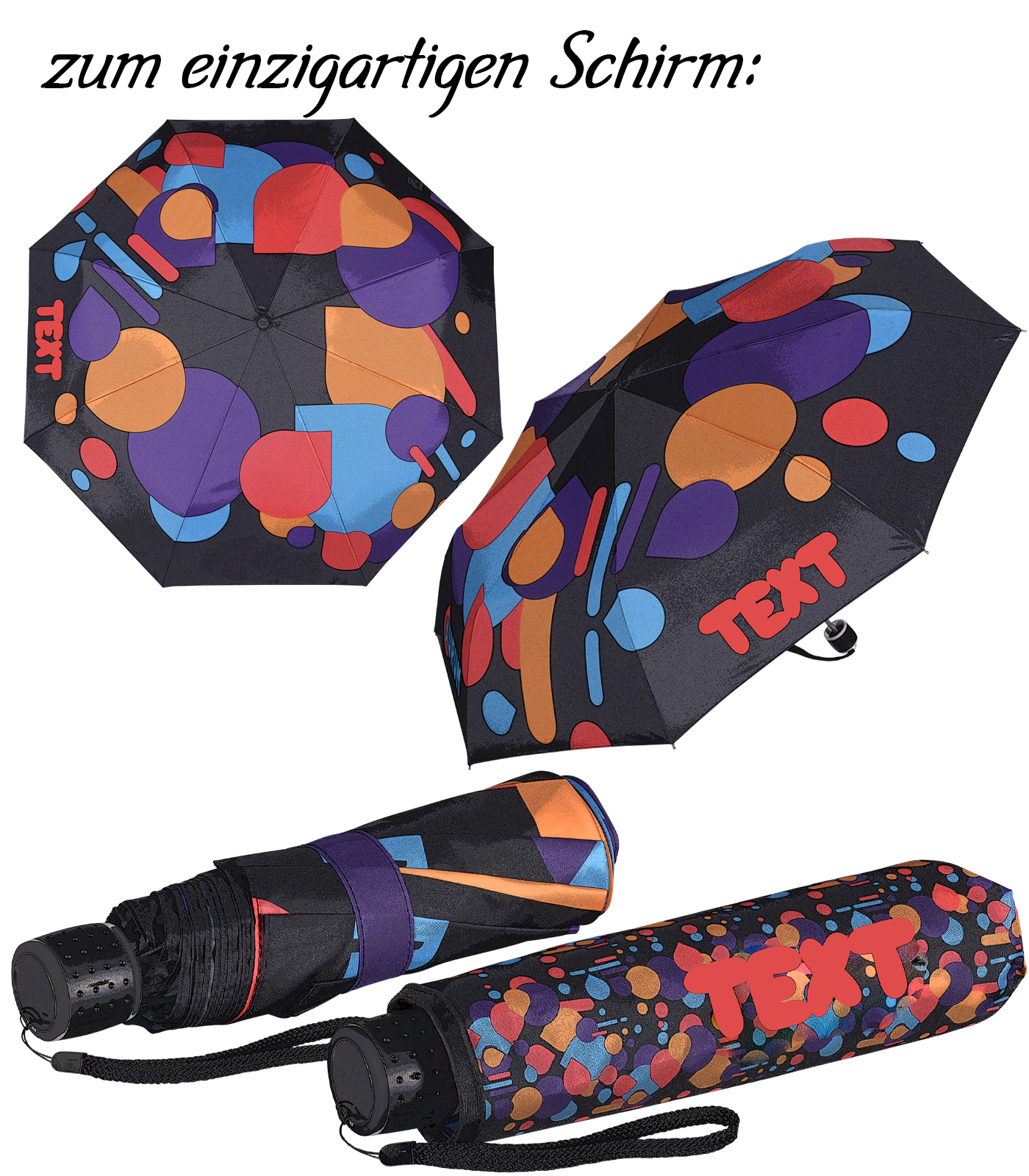 Taschenschirm groß extra leicht | groß aber extra  | 8 Streben aus Aluminium und Fiberglas | Individuell gestaltet