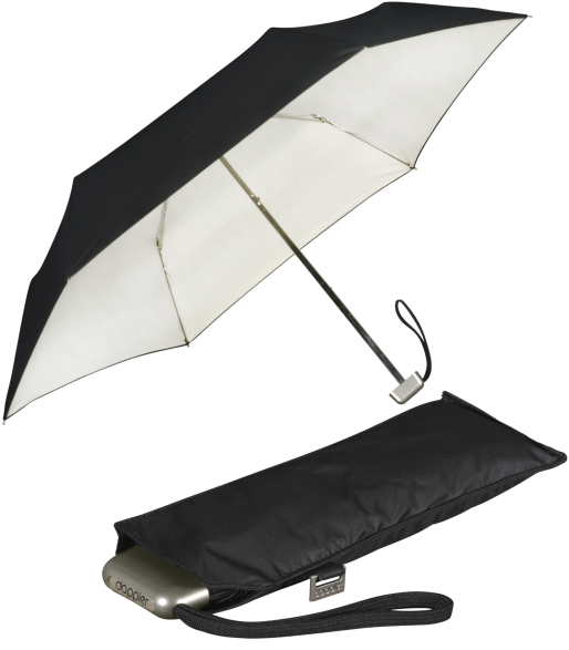 Doppler Damen Taschenschirm Carbonsteel Mini Slim mit UV- und Hitzeschutz - black-ivory