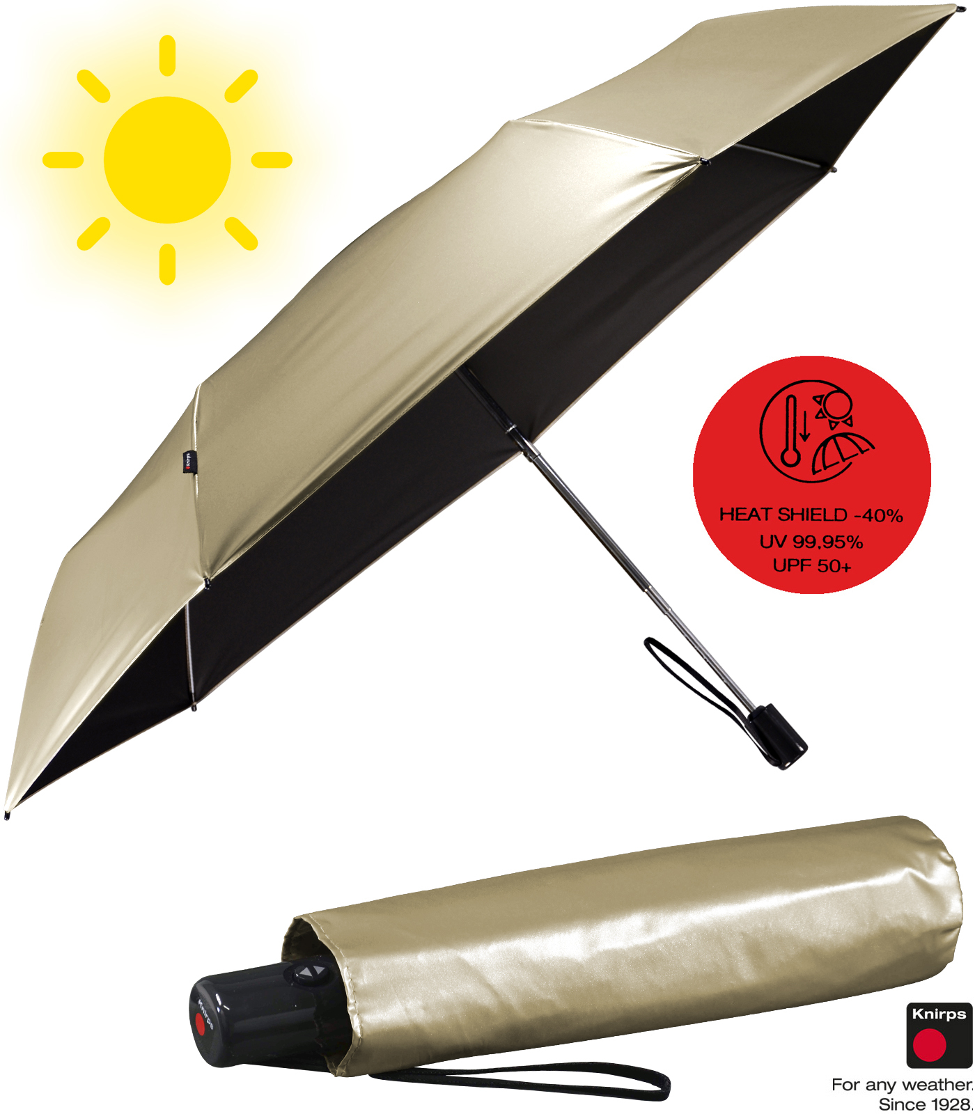 Knirps Taschenschirm Slim Duomatic Auf-Zu-Automatik mit UV- und Hitzeschutz - Black Heatshield - Metallic