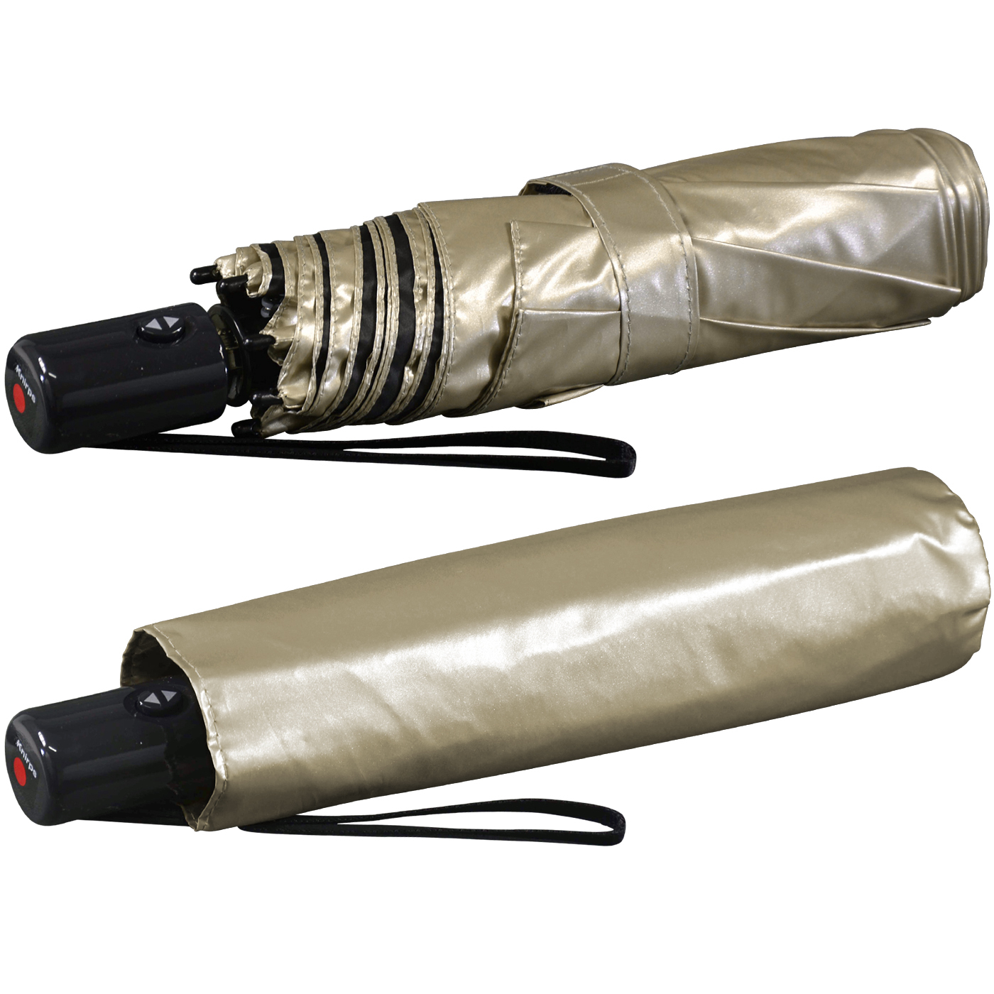 Knirps Taschenschirm Slim Duomatic Auf-Zu-Automatik mit UV- und Hitzeschutz - Black Heatshield - Metallic