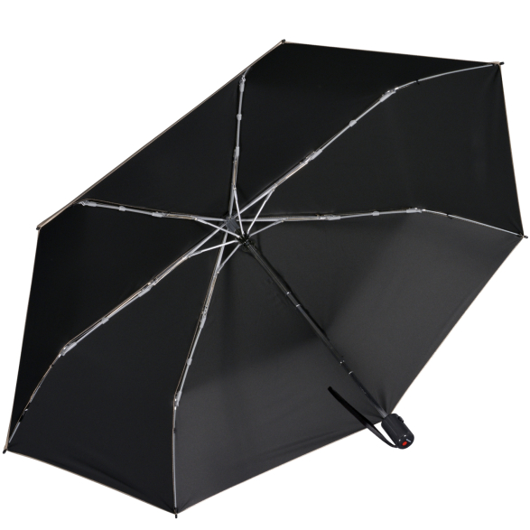 Knirps Taschenschirm Slim Duomatic Auf-Zu-Automatik mit UV- und Hitzeschutz - Black Heatshield - Metallic