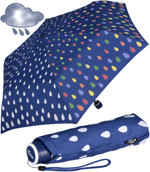 iX-brella Mini Kinderschirm mit Farbänderung bei Nässe - Raindrops - blue