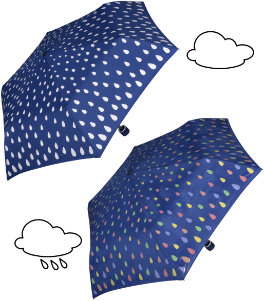 iX-brella Mini Kinderschirm mit Farbänderung bei Nässe - Raindrops - blue