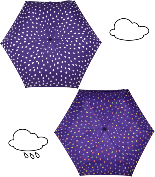 iX-brella Mini Kinderschirm mit Farbänderung bei Nässe - Raindrops - purple