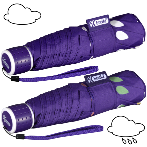 iX-brella Mini Kinderschirm mit Farbänderung bei Nässe - Raindrops - purple