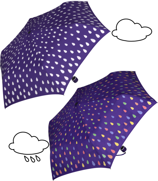 iX-brella Mini Kinderschirm mit Farbänderung bei Nässe - Raindrops - purple