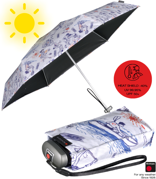 Knirps mini Taschenschirm Travel mit UV- und Hitzeschutz - Black HeatShield - Team