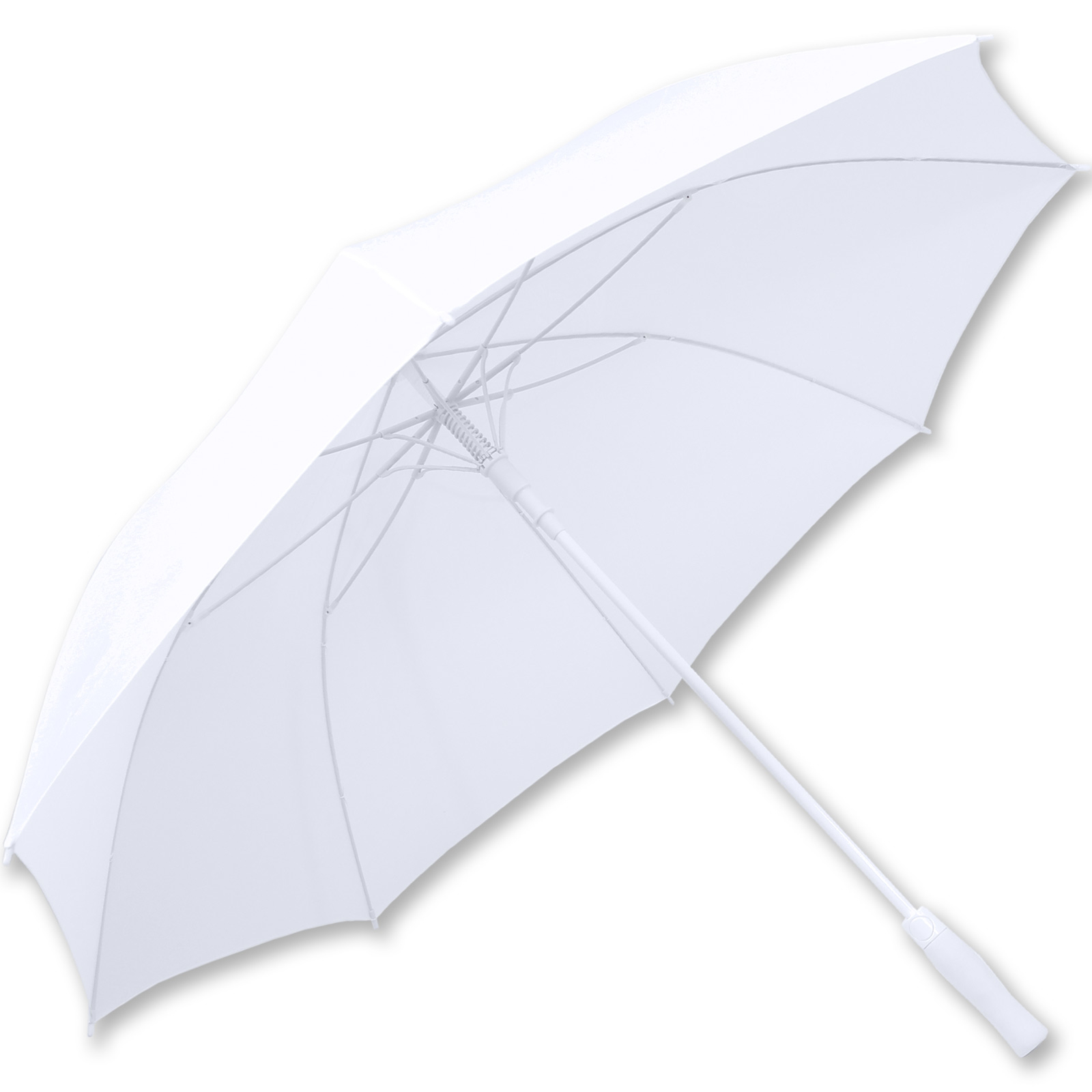 iX-brella weißer XXL Hochzeitsschirm Automatik - All In White - Eukalyptus personalisiert mit Namen