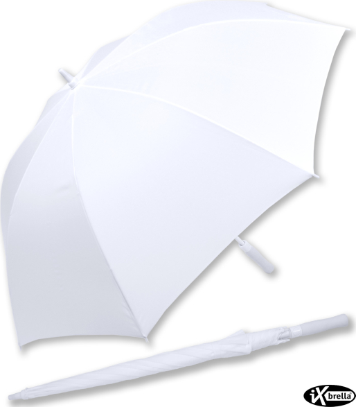 iX-brella weißer XXL Hochzeitsschirm Automatik - All In White - Eukalyptus personalisiert mit Namen