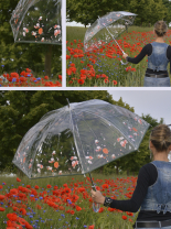 Doppler edler transparenter Regenschirm mit Automatik - Floral Dreams
