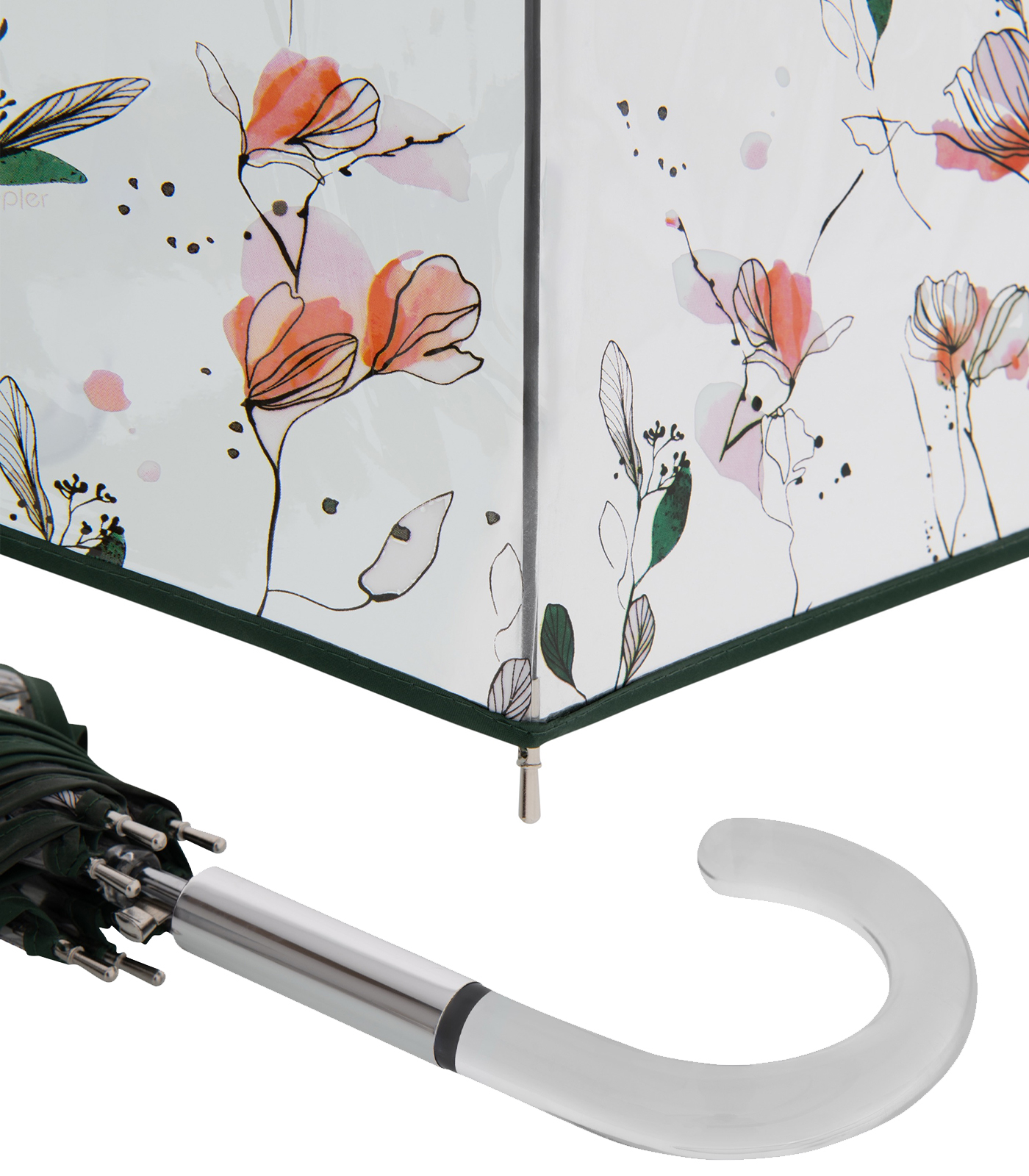 Doppler edler transparenter Regenschirm mit Automatik - Floral Dreams