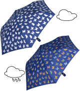 iX-brella Automatik Kinderschirm Safety Reflex extra leicht mit Farbänderung bei Nässe - Schmetterlinge