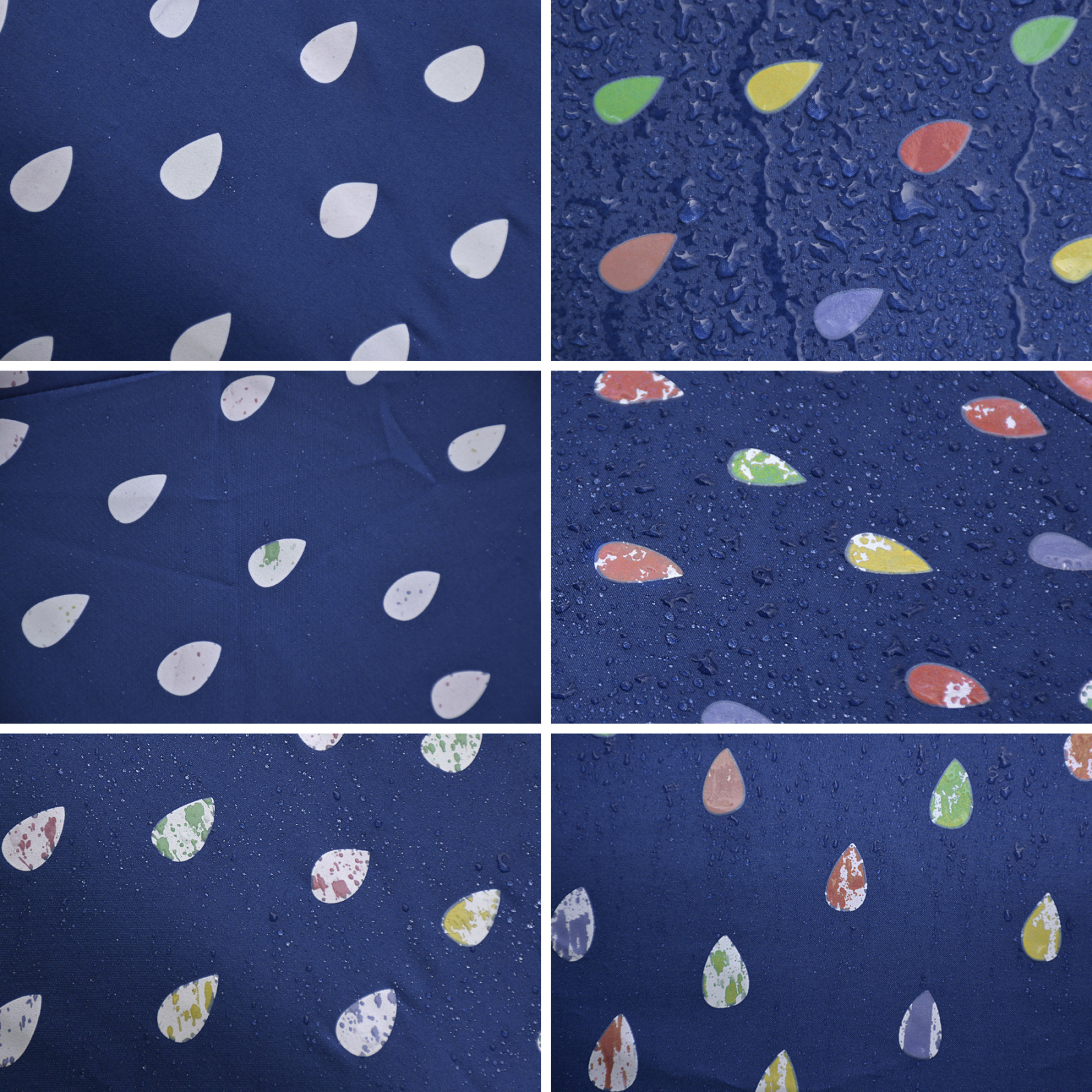 iX-brella Automatik Kinderschirm Safety Reflex extra leicht mit Farbänderung bei Nässe - Raindrops - blue