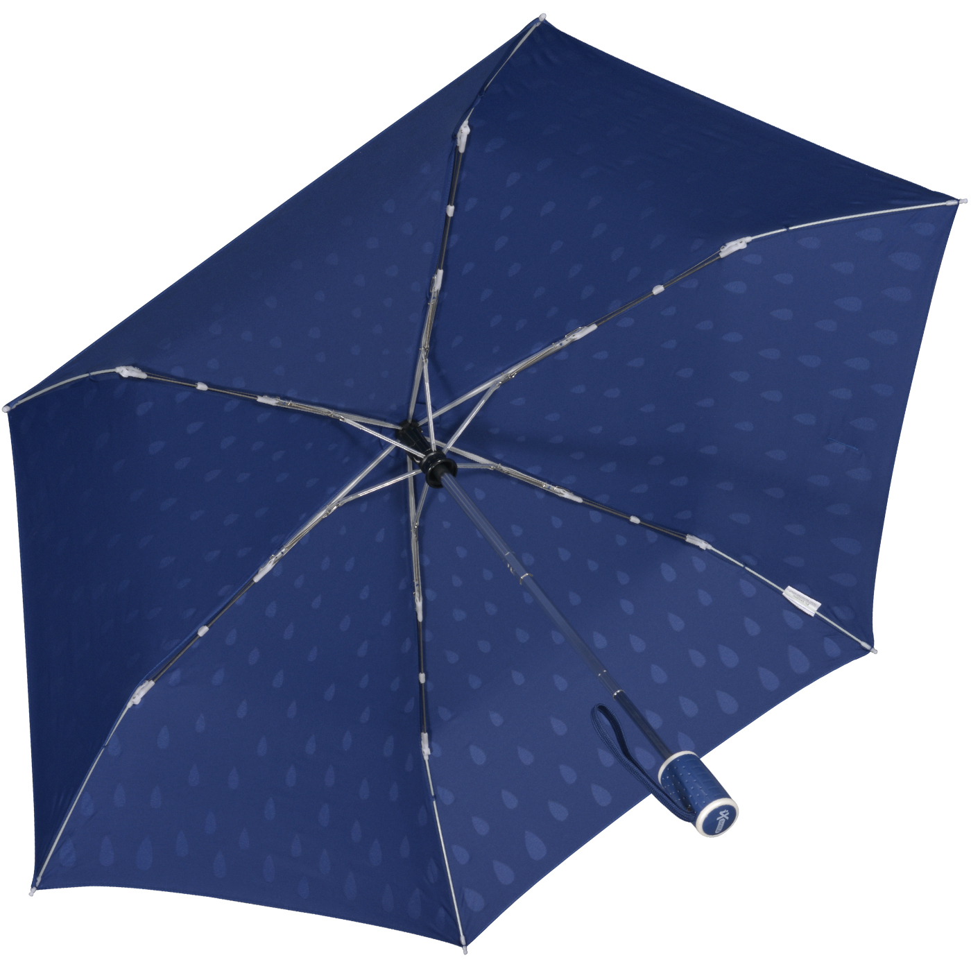 iX-brella Automatik Kinderschirm Safety Reflex extra leicht mit Farbänderung bei Nässe - Raindrops - blue