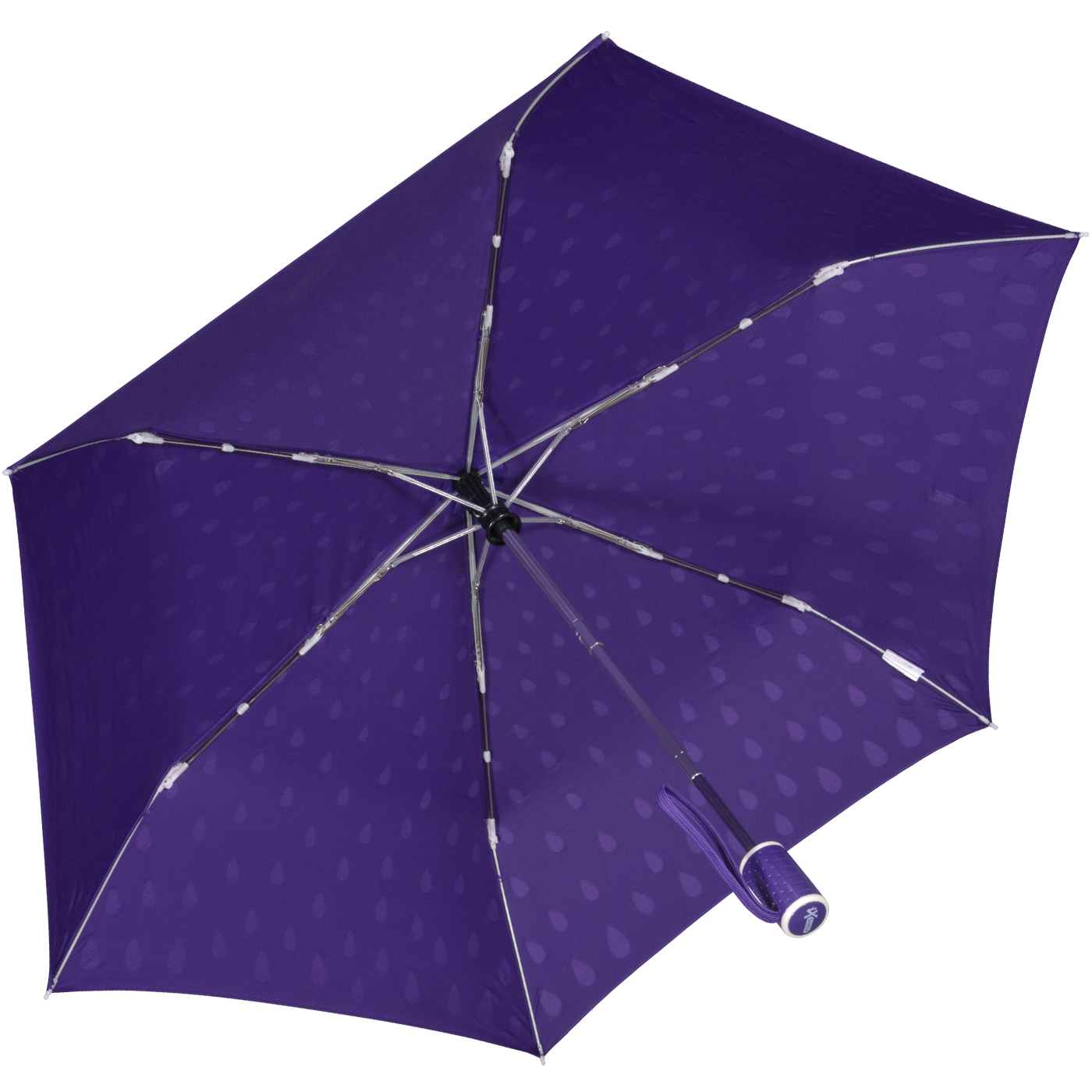 iX-brella Automatik Kinderschirm Safety Reflex extra leicht mit Farbänderung bei Nässe - Raindrops - purple