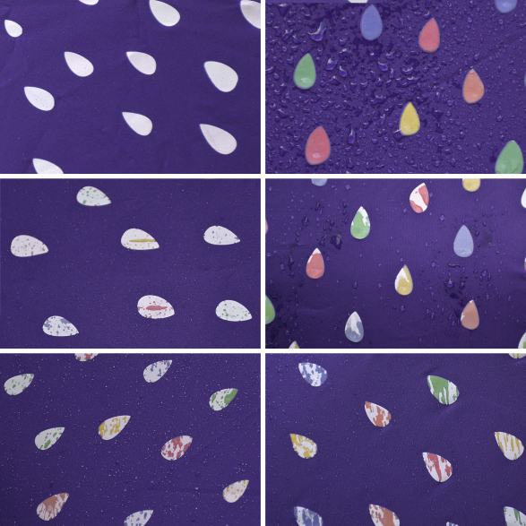 iX-brella Automatik Kinderschirm Safety Reflex extra leicht mit Farbänderung bei Nässe - Raindrops - purple