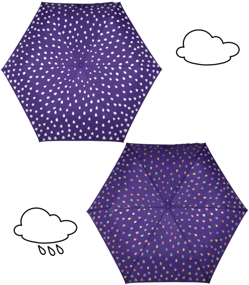 iX-brella Automatik Kinderschirm Safety Reflex extra leicht mit Farbänderung bei Nässe - Raindrops - purple