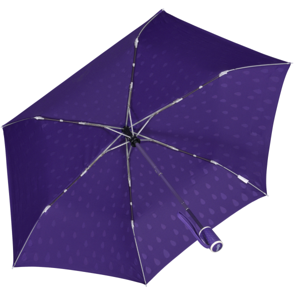 iX-brella Automatik Kinderschirm Safety Reflex extra leicht mit Farbänderung bei Nässe - Raindrops - purple
