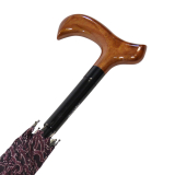Doppler Stützschirm mit Fritzgriff aus Holz mit Automatik stabil Rosen Ornament pink
