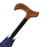 Doppler St&uuml;tzschirm mit Fritzgriff aus Holz mit Automatik stabil Rosen Ornament blau