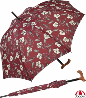 Doppler Stützschirm mit Fritzgriff aus Holz mit Automatik stabil Flower bordeaux