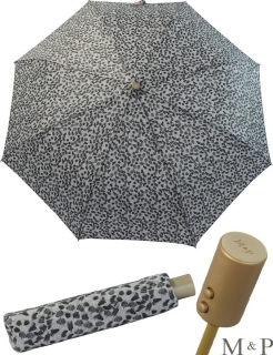 M&amp;P Taschenschirm Mini Regenschirm stabil Auf-Zu-Automatik Puma - Striche grau