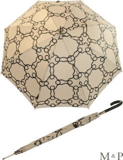 M&amp;P Damen Regenschirm Long stabil Automatik Geometrico beige
