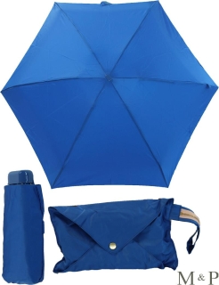 M&P Super Mini Regenschirm klein und leicht mit Handtasche blau