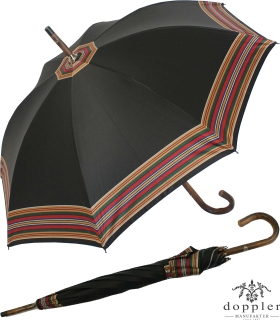 Regenschirm Doppler Kastanie Baumwolle Zürs - schwarz mit Borte