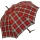 Regenschirm Doppler mit Hirschhorngriff Baumwolle Karo - rot