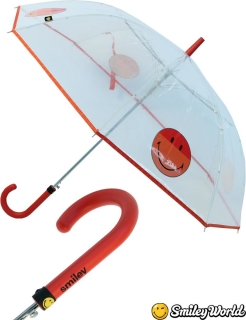 Regenschirm durchsichtig transparent Smiley World orange