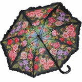 Regenschirm Rosengarten mit R&uuml;sche Doppelbespannung UV-Protection