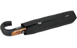 iX-brella Herren-Taschenschirm 10 Streben schwarz, mit Auf-Zu-Automatik und Rundhakengriff mit Holzoptik