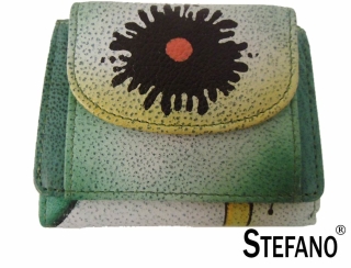 Stefano - Handbemalte Minibörse mit Überschlag - Damen - Leder - grün