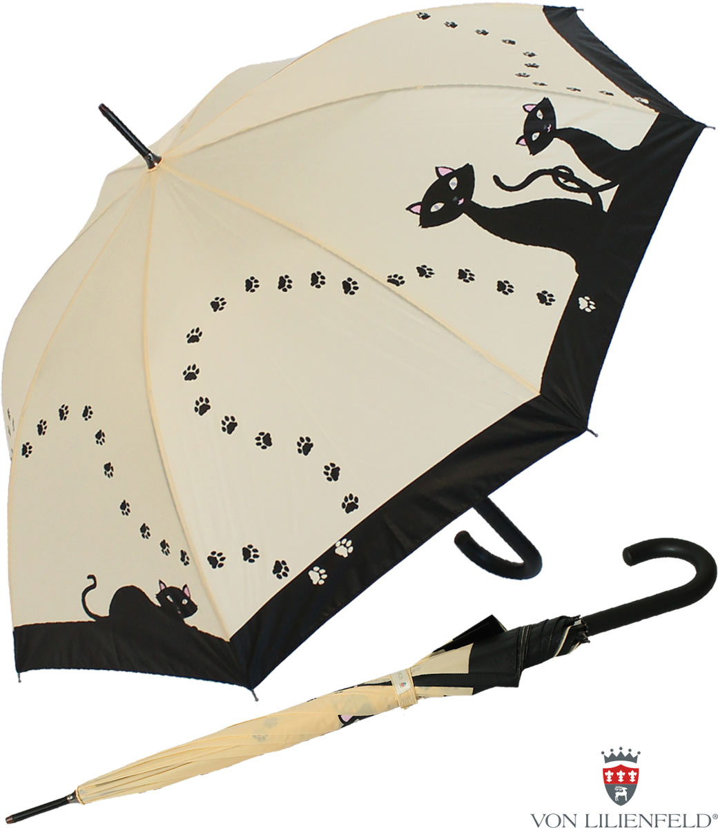 Regenschirm Automatik Stockschirm mit Motiv doppelt bespannt schwarze Katzen