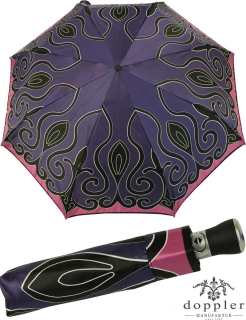 Doppler Manufaktur VIP Damen Taschenschirm Auf-Zu Automatik Satin - purple tendril