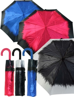 Edler Mini Taschenschirm Satin von PERTEGAZ mit Rundhakengriff - Flame