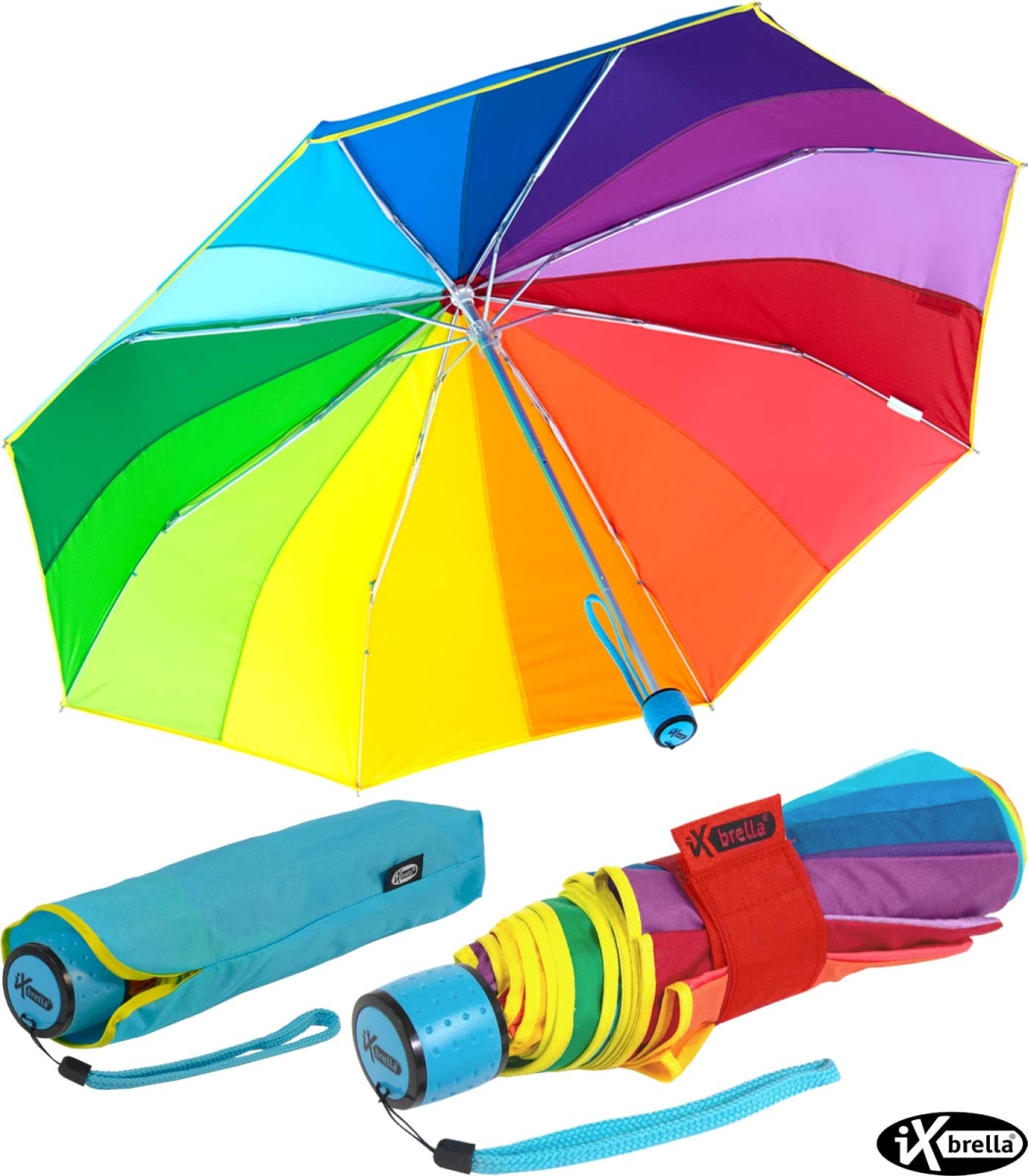 Regenschirm 17,99 € bunt, Regenbogen-Design im Mini