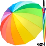 iX-brella golf rainbow 16-color - leichter XXL Golf-Partner-Regenschirm 16-teilig mit warmen weichen Softgriff