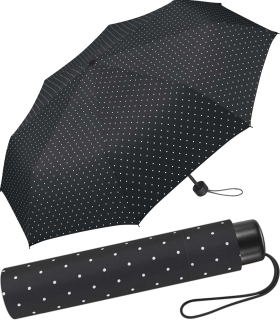Super Mini Damen Taschenschirm Flash manual - Dots schwarz