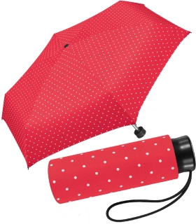 Ultra Mini Taschenschirm Damen Regenschirm Flash - Dots rot