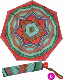 Bisetti Damen Taschenschirm Auf-Zu Automatik - Etnico Boho rot