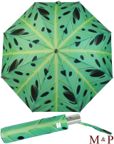 M&amp;P Damen Taschenschirm Regenschirm stabil Auf-Zu-Automatik Fotografico - Philodendron