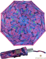 Edler Damen Vollautomatik-Taschenschirm Satin von PERTEGAZ mit Chromgriff - Strelitzie pink