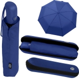 iX-brella first class Automatik - stabiler großer Damen- und Herren-Taschenschirm mit Etui blau