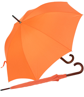 RS-Regenschirm Holzstock groß stabil für Damen und Herren mit Automatik orange