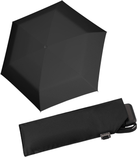 Doppler Mini Slim Damen Taschenschirm - extrem flach - uni schwarz