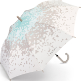 Esprit Damen Stockschirm Long Automatik bedruckt - Butterfly kiss aqua grau-aqua