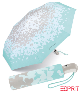 Esprit Damen Taschenschirm Easymatic mit Auf-Zu Automatik - Butterfly kiss aqua aqua-grau