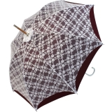 Doppler Manufaktur VIP Damen Regenschirm Verona - bordeaux mit wei&szlig;er Spitze